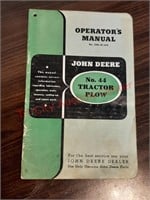 No. 44 Tractor Plow operators manual John Deere.