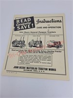 1980's Deere reprint GP tractor operators manual