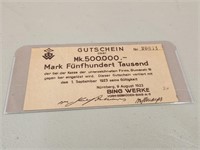 1923 Germany 500000 Mark - Very Fine