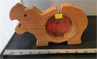 Wooden hippo bank
