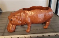 Carved hippo planter