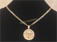 14k Gold Cuban Link Chain w/ Jesus Medallion, 24g