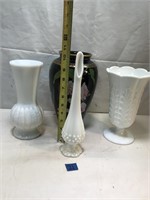 Lot of Vases, Milk Glass and More