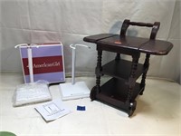 American Girl Doll Stand and Wooden Tea Cart