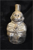 7 1/2" Inca Peruvian Effigy Pottery Water Bottle