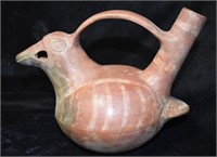 8 3/4" Inca Peruvian Effigy Pottery Water Bottle