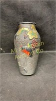 Vintage Goofus glass vase, 9" tall