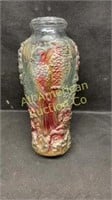 Vintage Goofus glass vase, 12" tall