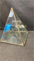 A pyramid shaped display case12" by 10 x10"