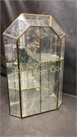 Mirror back glass display case, 16" by 9" by 5"