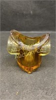 Amber glass saddle toothpick holder