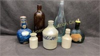 Mixed lot of vintage bottles and crockery