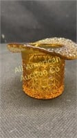 Vintage Fenton amber top hat toothpick holder