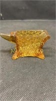 EAPG amber glass anvil toothpick holder