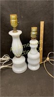 Pair of Hobnail milk glass table lamps