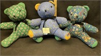 Three Vera Bradley stuffed bears, 10" tall