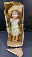 Antique bisque head, wood body doll made Germany