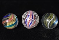 3 Antique German Swirl Marbles Late 1800's to earl