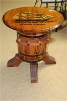 Wooden Barrel Style Lift Top Table With Sailing