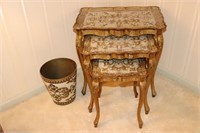 Italian Florentine Nesting Tables and Trash Can