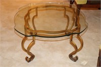 Gilt Iron and Scalloped Glass Coffee Table 27.5"