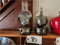 (2) Oil Lamps, Reflectors, Chimneys