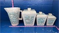 3 containers & matching pitcher