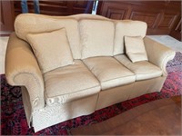 Beige Textured Satin Upholstered Sofa