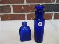 2 Cobalt Blue Bottles