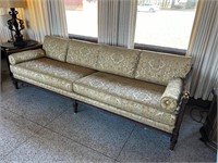 8’ Chinoiserie wood sided Carved Sofa low profile
