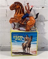 Wind up Tin mechanical Indian on horse