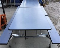 Cafeteria style table with drop down benches