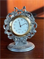 Mini Vintage quartz pewter clock USA