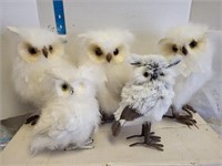 Group of owls tallest 12"L note one eye missing