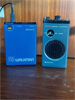 Sony Walkman  & Sanyo fm am receiver