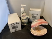 2 Hippo Lotion Pumps and 2 Soap Dishes