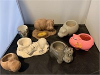 7 Hippo Ceramic Candle Holders