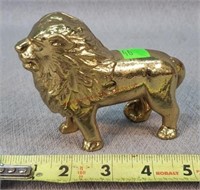 Old Cast Iron Lion Bank Gold Painted