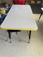 Rectangle Table W/ Blue Chairs Adjustable Table