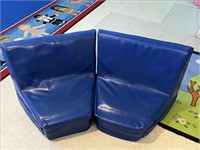 (2) Cushioned Floor Seats Blue 23" L x 18" H Each