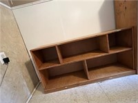 Wooden Bookcase W/ Dividers Shows Wear 48"L x 11"