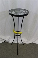 Wrought Iron Filigree & Glass Top Plant Stand