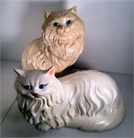 (2) White Cat Figurines