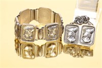 Sterling Silver Bracelet & Earrings Guilloché Back