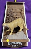 VTG. PLASTIC OLYMPIA BEER 3-D MOUNTAIN LION SIGN