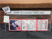 Game 40 Fenway park ticket stub