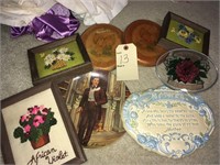 VTG EMBROIDERY FRAMED, PLATES, PLAQUES
