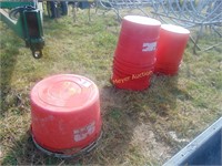 3 STACKS OF RED MINERAL TUBS