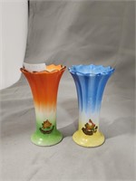 (2) PAINTED NIAGRA FALLS BUD VASES APPROX 4"