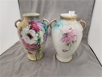 (PAIR) HAND PAINTED IMPERIAL NIPPON VASE APPROX 9"